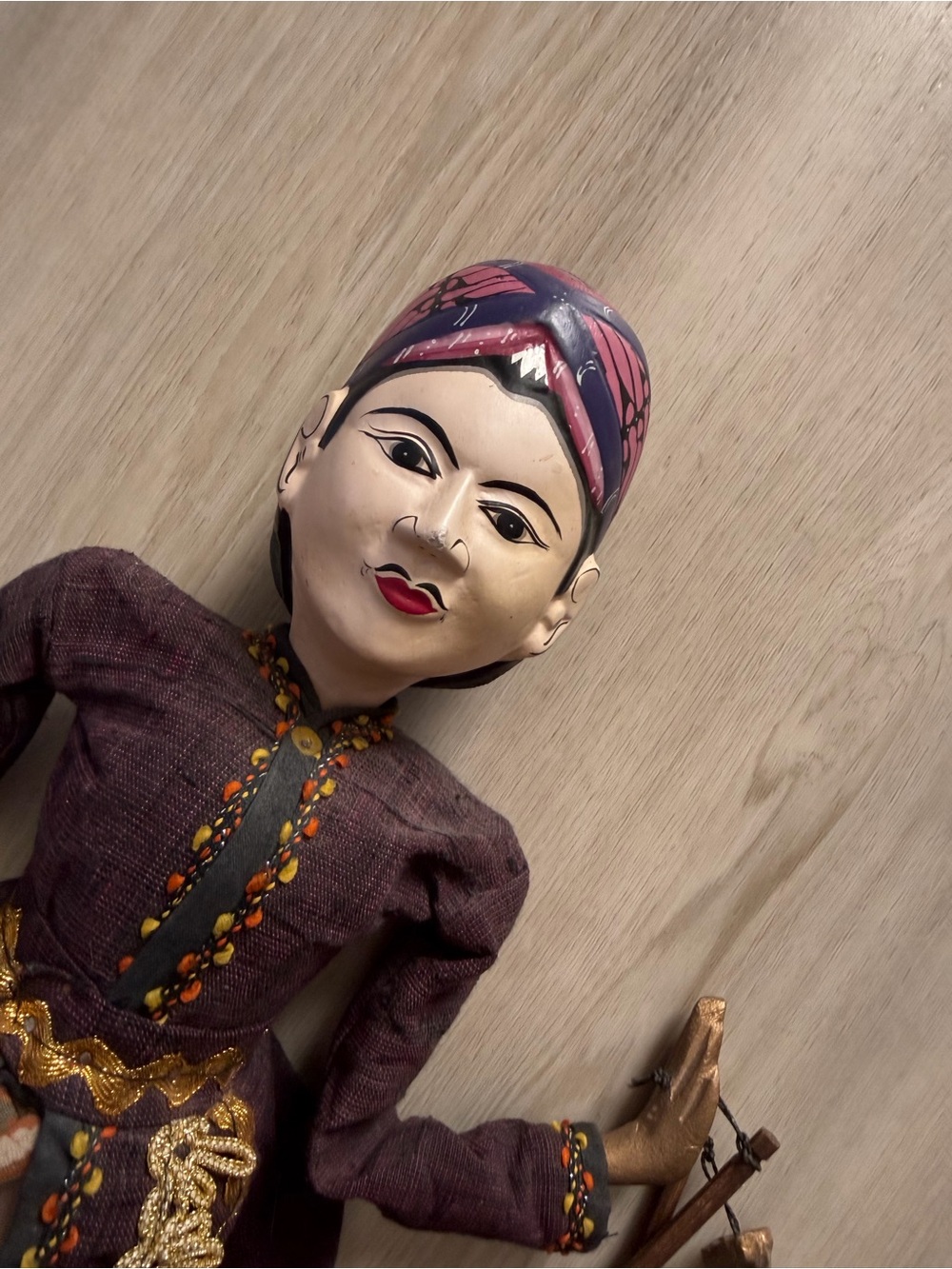 2 Vintage Asian Indonesian Pair Couple Marionette Rod Puppet Dolls - Picture 6 of 13